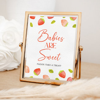 Strawberry Babies are Sweet Baby Shower Favour Poster
