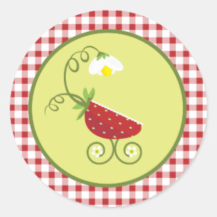 Strawberry Baby Carriage Favour Sticker