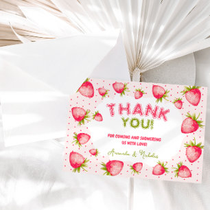 Strawberry Baby Girl Shower Summer Pink Thank You Card