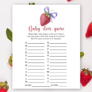 Strawberry - Baby Item Game. Baby Shower Game