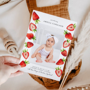 Strawberry Baby Photo Birth Announcement