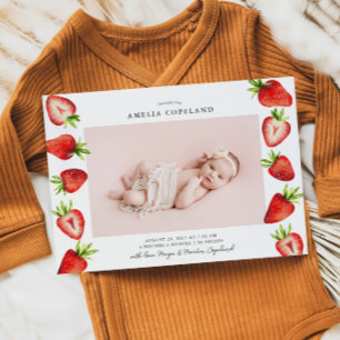 Strawberry Baby Photo Birth Announcement