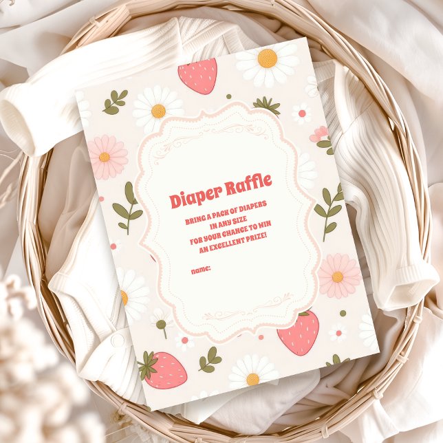 Strawberry Baby Shower | Berry Diapper Raffle  Enclosure Card (Creator Uploaded)