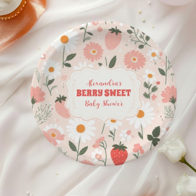 Strawberry Baby Shower Berry Paper Plate (Creator Uploaded)