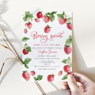 Strawberry baby shower Berry sweet baby shower  Invitation