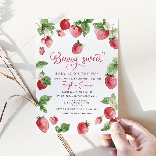 Strawberry baby shower Berry sweet baby shower  Invitation (Creator Uploaded)