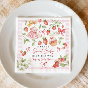 Strawberry Baby Shower Berry Sweet Farmers Market Napkin