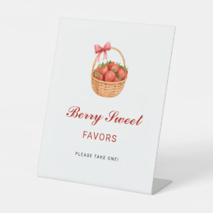 Strawberry Baby Shower Berry Sweet Favors Pedestal Sign
