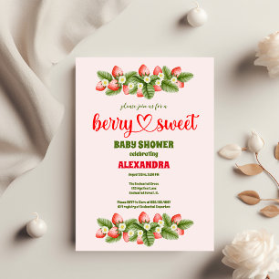 Strawberry Baby Shower   Berry Sweet  Invitation