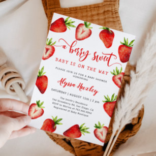 Strawberry Baby Shower   Berry Sweet Invitation