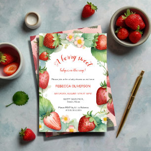 Strawberry Baby Shower   Berry Sweet Invitation