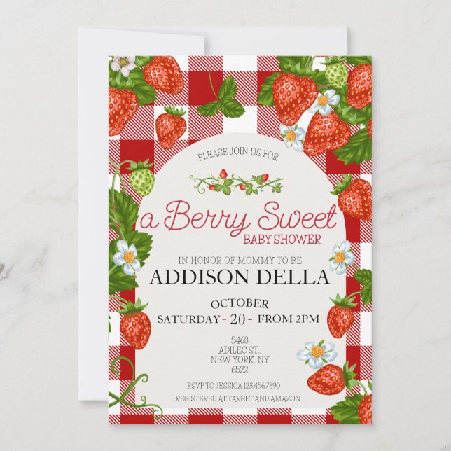 Strawberry Baby Shower | Berry Sweet Invitation (Front)