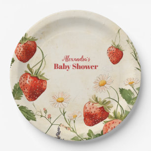 Strawberry Baby Shower Berry Sweet  Paper Plate