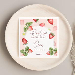 Strawberry baby shower berry sweet template napkin