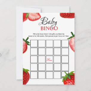 Strawberry Baby shower bingo Game Card