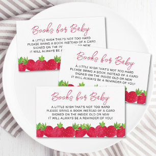 Strawberry Baby Shower Book Request Enclosure Card