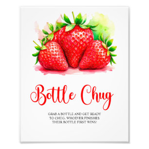 Strawberry Baby Shower Bottle Chug Game Sign