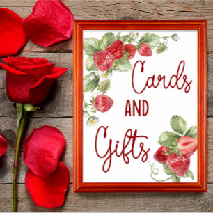 Strawberry Baby Shower Cards & Gifts Sign
