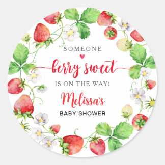 Strawberry Baby Shower Classic Round Sticker