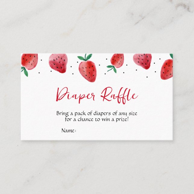 Strawberry Baby Shower Diaper Raffle Business Card (Front)