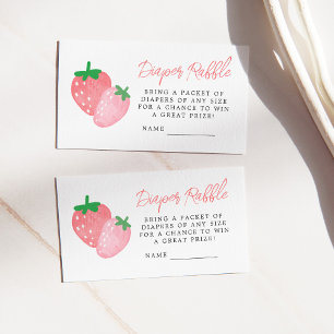 Strawberry Baby Shower Diaper Raffle Enclosure Card