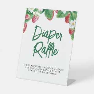 Strawberry Baby Shower Diaper Raffle Pedestal Sign