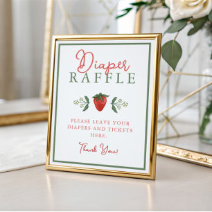Strawberry Baby Shower Diaper Raffle Sign