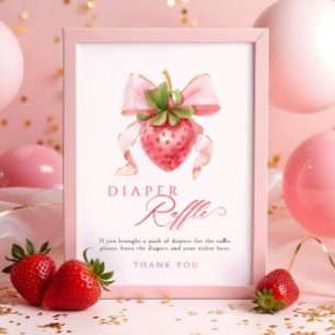 Strawberry Baby Shower Diaper Raffle Table Sign