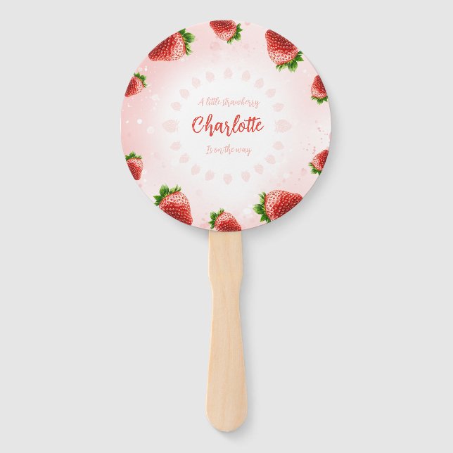 Strawberry Baby Shower Hand Fan (Front)