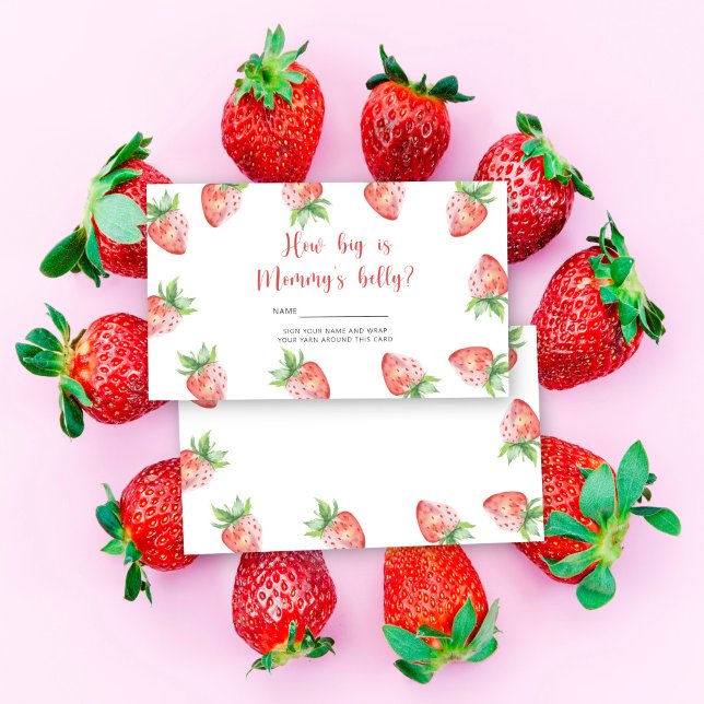 Strawberry - baby shower how big is mummy's belly enclosure card (Creator Uploaded)