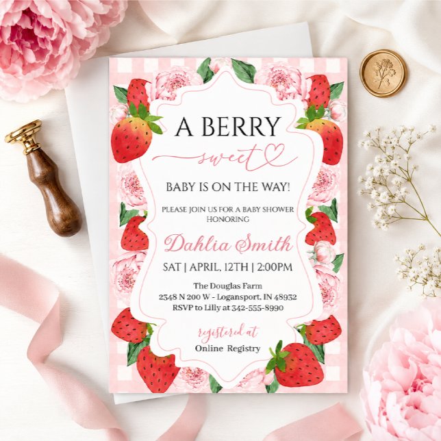 Strawberry baby shower  invitation (Creator Uploaded)