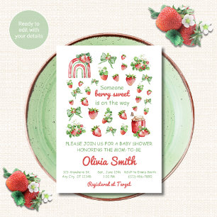 Strawberry Baby Shower Invitation Berry Sweet