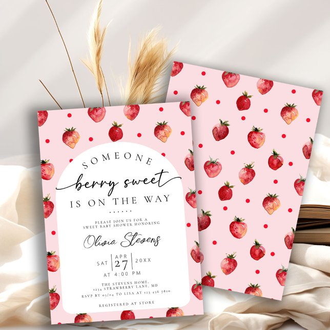 Strawberry Baby Shower Invitation | Berry Sweet (Creator Uploaded)