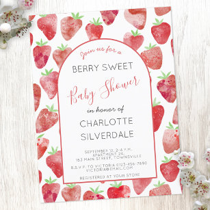 Strawberry Baby Shower Invitation Postcard