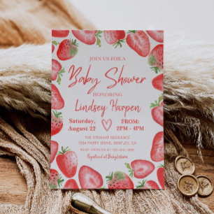 Strawberry Baby Shower Invitation   Strawberry