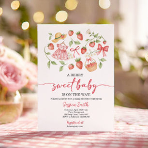Strawberry Baby Shower Invite Berry Sweet Baby