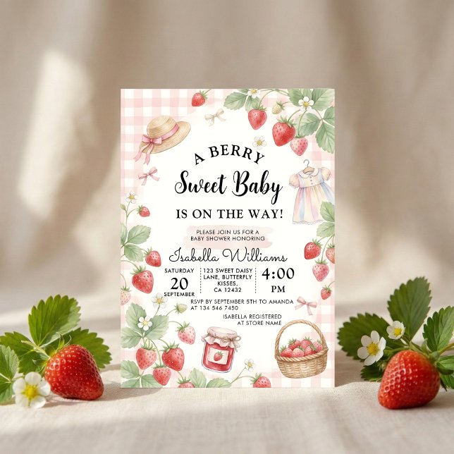 Strawberry baby shower Invite First Berry Sweet (Creator Uploaded)