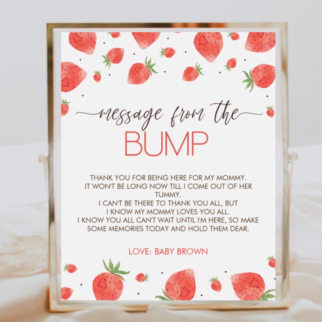 Strawberry Baby Shower Message From The Bump Sign (Creator Uploaded)