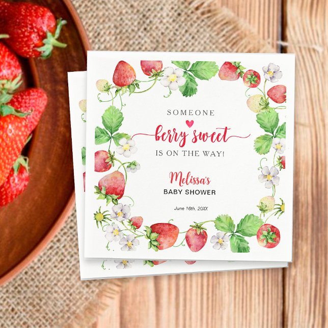 Strawberry Baby Shower Napkin (Creator Uploaded)