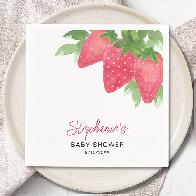 Strawberry Baby Shower Napkin (Creator Uploaded)