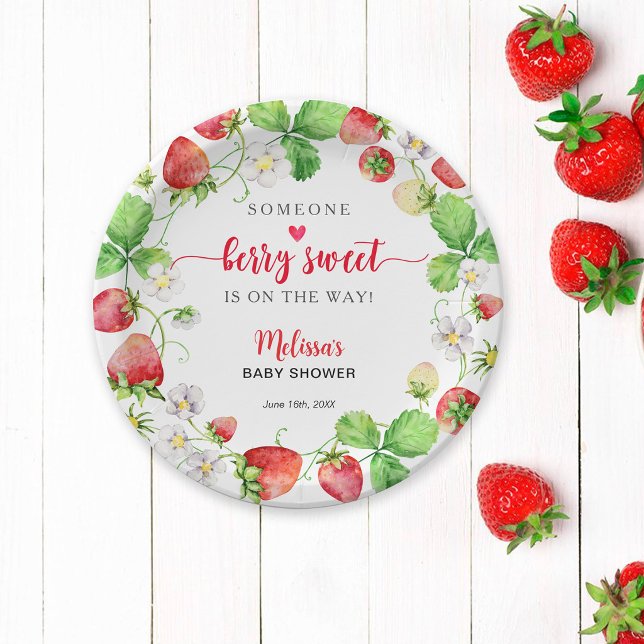Strawberry Baby Shower Paper Plate (Creator Uploaded)