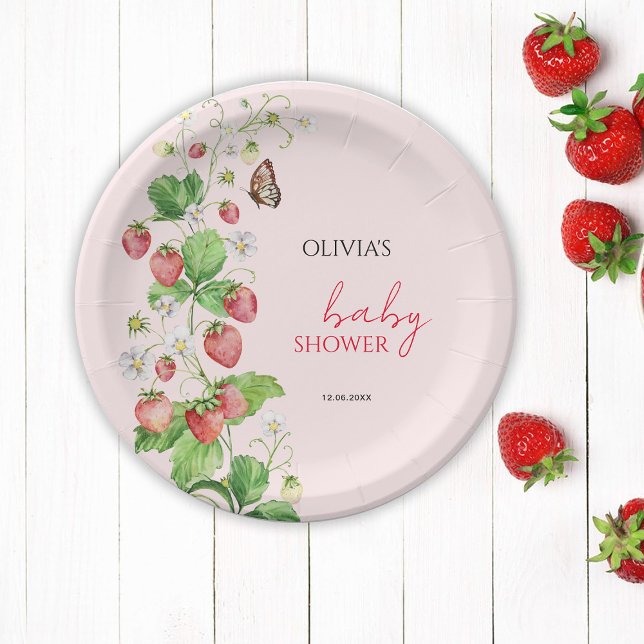 Strawberry Baby Shower Paper Plate (Creator Uploaded)