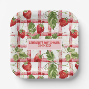 Strawberry baby shower paper plate