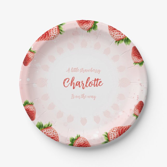 Strawberry Baby Shower Plate (Front)