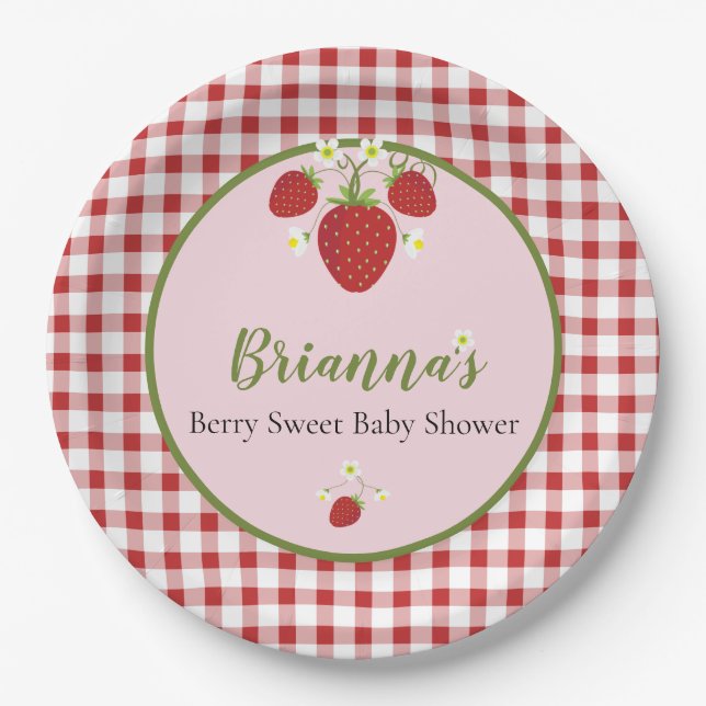 Strawberry Baby Shower Plates (Front)