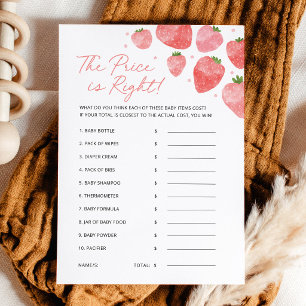 Strawberry Baby Shower Price Is Right Game Card