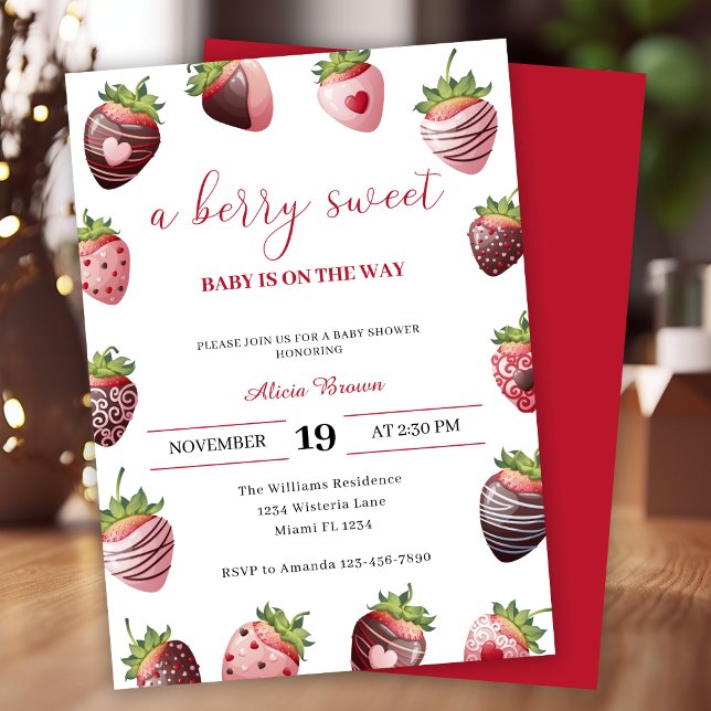 Strawberry Baby Shower Red Berry Sweet Invitation (Creator Uploaded)