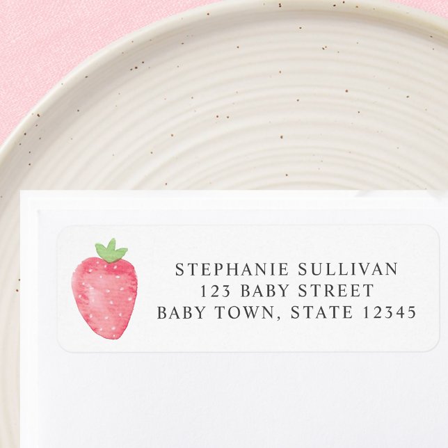 Strawberry Baby Shower Return Address  (Creator Uploaded)