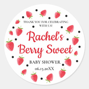Strawberry Baby Shower Stickers, Strawberry Theme Classic Round Sticker