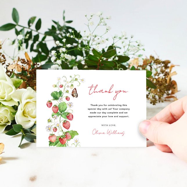 Strawberry Baby Shower Thank You Card (Creator Uploaded)